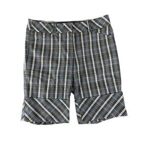 Trina Turk Plaid Cuffed Bermuda Shorts Size 2 MADE‎ IN USA
